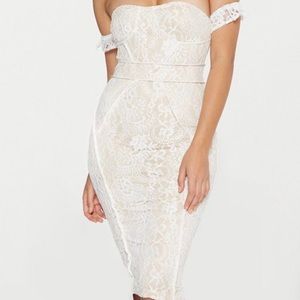 White lace detail midi dress